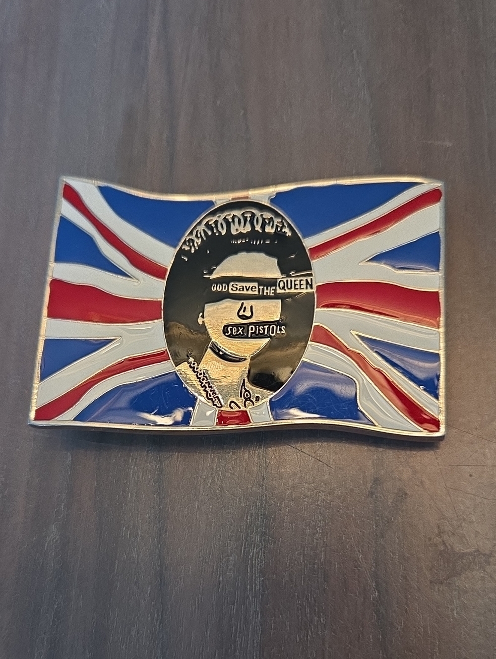 SEX PISTOLS Belt Buckle ~ God Save The Queen ~ Embossed Metal with Colour Enamel
